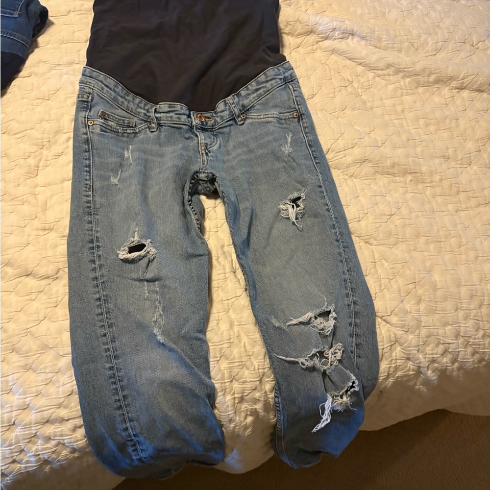 Maternity Light Blue Distressed Women’s Jeans